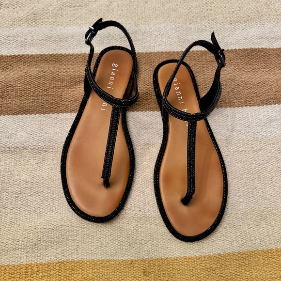 ✨ Gianni Bini Avellia Jewel Embellished T-Strap Sandals – Black – Size 8 ✨ - Picture 6 of 9